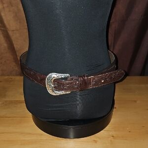 Nocona Dark Brown Leather Belt with Silver Buckle